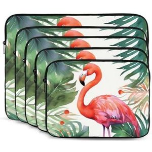 Tropische Flamingo Print Laptop Sleeve Case Draagbare Computer Tas Draagtas Kleine Laptop Tas voor Vrouwen Mannen 10 inch