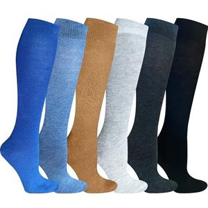 4/6 paar dames meisjes loopsokken kniekousen reissokken lange sokken compressiekousen geruit patroon 1303, 6 paar model 1, 35-38 EU