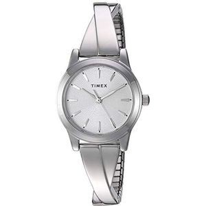 Timex Vrouwen Stretch Bangle Crisscross 25mm Horloge, Zilver-toon, 25 mm, riem