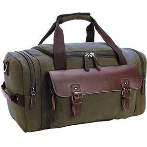Vintage reistassen for heren, schoudertassen, canvas draagtassen met grote capaciteit, draagbare bagage, mobiele dagelijkse draagtassen Reistassen, bagage (Color : Army green)