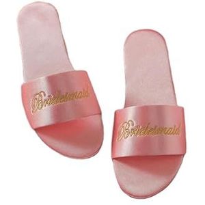 OZMMDA Bride Slippers Woman Bride Slippers Wedding Slippers Marriage Sandals Summer Soft Bottom Shoes Slippers Bridesmaid Gift-dark Pink Bridesmaid-39