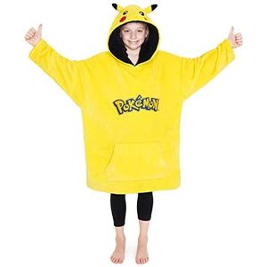 Pokemon Hoodie voor Jongens Meisjes Pikachu OverMaatd Deken Hoodie Kids Fleece Poncho Geel/ Zwart Eén maat