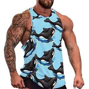 Killer Whales Sea Panda Tanktop voor heren, mouwloos T-shirt, pullover, gymshirts, workout zomer T-shirt