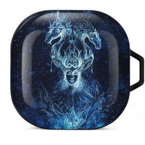 Man in Mystic Fire And Dragons Oordopjes hoesje compatibel met Samsung Hard Shell beschermhoes zwart stijl