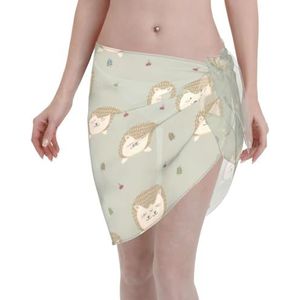 Veel egels print elegante strandwrap, bikini cover-up, badkleding jurk, voor vrouwen, perfect voor zwembad en resort zwart, Zwart, one size