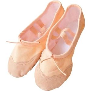 Zwarte Ballet Schoenen Effen Kleur Lederen Hoofd Indoor Trainen Schoenen Yoga Praktijk Slippers Gym Kinderen Canvas Ballet Dansschoenen Meisjes Vrouw Kids Ballet, Beige, 28 EU