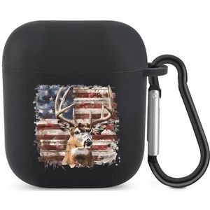 Hertenjacht Amerikaanse Camouflage Vlag Leuke Case voor AirPods 2 & 1 Schokbestendige Beschermende Hoofdtelefoon Gevallen Cover Met Sleutelhanger Voor Mannen Vrouwen