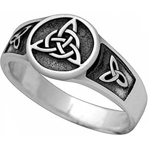 Noorse Viking Keltische Knoopring -Mannen Vrouwen Vintage Triquetra Knot RVS Ring -Nordic Trinity Knot Wedding Band Promise Ring Ierse Sieraden (Color : Silver, Size : 13)