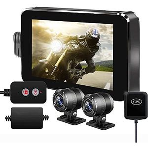 Dashcamera For Motorfietsen, 1080p Dubbele Groothoeklens Van 140 °, 4,0 Inch Scherm, WIFI GPS G-sensor Lusopname, IP65 Waterdicht, Max. 256G