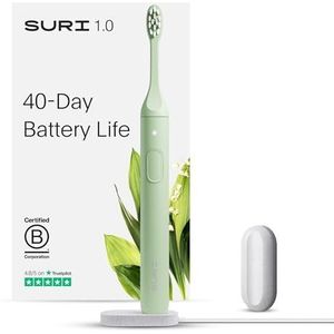 SURI Elektrische tandenborstel: duurzame elektrische tandenborstels voor volwassenen. Slanke sonische tandenborstel en accessoires. 40 dagen batterij, 2 modi, reistandenborstel. Ideale kerstcadeaus