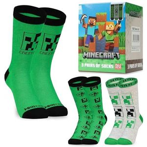 Minecraft - Enkelsokken - Katoenrijke Crew - 3 Pak of 5 Pak - Voor Jongens