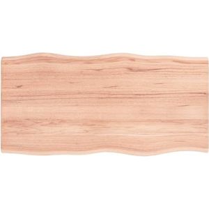 DIGBYS Tafelblad Lichtbruin 100x50x2 cm Behandeld Massief Hout Eiken Levende Rand