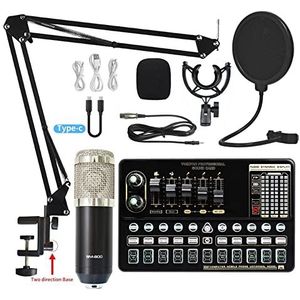 Audiomixer, Podcast Equipment Bundle Live Sound Card V10 Sound Card Set Microfoon Microfoon Mobiele telefoon Sound Card Live volledige set geluidskaartapparatuur Eenvoudig te gebruiken en te bedienen