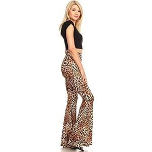 Vibe Sportswear Animal Print wijde pijpen flare broek, Taupe, XS