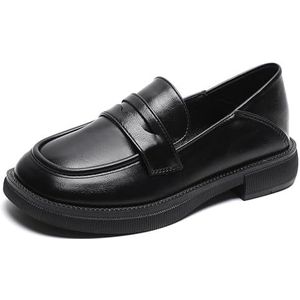 Meik Mangni Womens Loafers Lederen Schoenen Comfortabele Mocassins Schoenen Vrijetijdsschoenen voor Dames Slip On Schoenen,zwart,Maat:38 EU