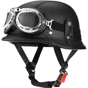 Duitse Stijl Motorfiets Halve Helm, Vintage DOT/ECE Goedgekeurde Open Gezicht Motorfiets Helm Met Verstelbare Snelsluiting Retro Scooter Crash Helm Voor Volwassen Mannen En Vrouwen 3,XXL