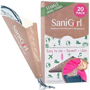 SaniGirl 20 Pack Wegwerp Vrouwelijke Urinatie Apparaat | Vrouwelijke Urinale Trechter Plassen Cups | Draagbare Urinale voor Vrouwen | Stand Up | Plassen Trechter Reizen Outdoor Camping Wandelen | Schoon Betrouwbaar Eenvoudig te gebruiken