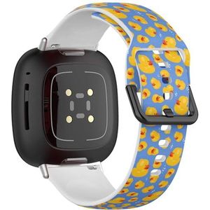 Zachte sportband compatibel met Fitbit Sense/Sense 2 / Versa 4 / Versa 3 (gele rubberen eend 2) siliconen armband accessoire