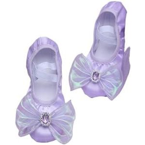 GENODA Meisjes boog cartoon balletschoenen kinderen dansplaatsen professionele zachte zool meisjes vrouwelijke ballet yoga gym baby dansschoenen (Paars, 33)