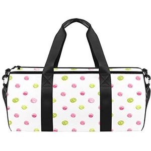 Mooie baby beer patroon reizen duffle tas sport bagage met rugzak draagtas gymtas voor mannen en vrouwen, Roze & Groene Stippen Patroon, 45 x 23 x 23 cm / 17.7 x 9 x 9 inch