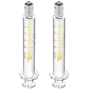 Glazen spuit - 10 ml capaciteit, 2 Pack Metal Luer Lock zonder naald (5ml)