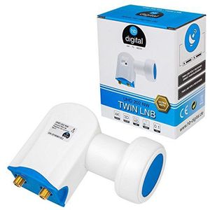 hb-digital Twin Ultra LNB NW LNC voor 2 deelnemers / receiver [2X test zeer goed] directe aansluiting voor satellietontvangst Full HDTV 3D 4K wit wit vergulde contacten - weerbeschermkap (schuifbaar)