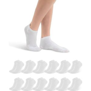 Libella 12 paar sneakersokken voor dames en heren, katoen, korte sokken, sportsokken, sneakersokken, uniseks, enkelsokken in zwart en grijs, maat 35-38, 39-42, 43-46, 47-49, 12 paar wit, 35/38 EU