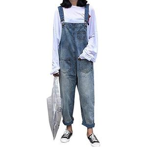 Mengmiao Womens Denim Distressed Broek Rechte Been Tuinbroek Baggy Losse Jeans, Als afbeelding, M