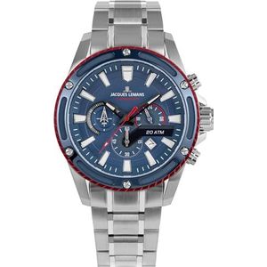 Jacques Lemans Analoog herenhorloge kwarts met roestvrijstalen armband Mid-39598, zilverkleurig