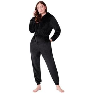 CityComfort Onesies voor dames, zachte comfortabele fleece pyjama, nachtkleding voor vrouwen, pluizige fleece onesie loungewear maten S-XL, Zwart, S
