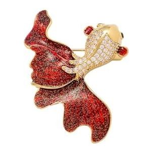 Rode Goudvis Broches Geluk Koi Corsage Revers Pin Kleding Jas Decoratie Creatief Cadeau