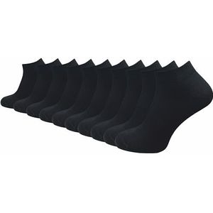GAWILO Heren-sneakersokken van 100% puur katoen (6 paar | 10 paar) | korte en dunne enkelsokken | zonder drukkende naad over de tenen, zwart | 10 paar, 39-42 EU