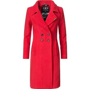 Navahoo Winterjas voor dames, wol-look, winterparka, trenchcoat, XS-3XL, rood, XS