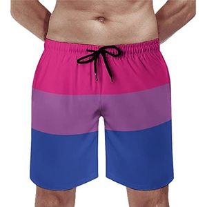 Bisexual Pride Flag Heren Strandshorts Sneldrogende Board Shorts Mesh Voering Strandbroek Gym Zwembroek XS