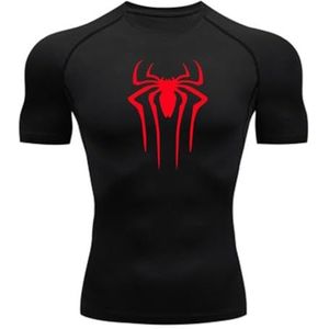 MIDUNU Spider T-shirt met korte mouwen voor heren, ademend, sneldrogend, sporttop, krachttraining, trainingspak, compressie, fitnessshirt voor heren, 11, S