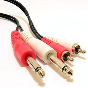 kenable Twin 6.35mm MONO Jack Stekkers naar RCA Phono Stekkers OFC Audio Kabel 3m [3 meter]