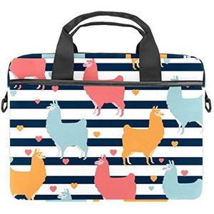 Llama Alpaca Streep Laptop Schouder Messenger Bag Crossbody Aktetas Messenger Sleeve voor 13 13.3 14.5 Inch Laptop Tablet Beschermen Tote Tas Case, Meerkleurig, 11x14.5x1.2in /28x36.8x3 cm