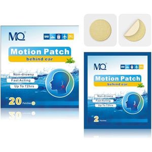 MQ 20ct bewegingsziekte patches, lichte kleur, zeeziekte patches niet slaperig en waterdicht, cruiseschip reisbenodigdheden, snelwerkend en langdurig 72H