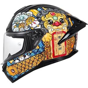 RYDZCLH Mode Retro Motor Integraalhelm met Anti-condens Vizier Mannen en Vrouwen Off-road ATV Scooter Helmen Motorcross Helmen DOT/ECE Goedgekeurd,E,S