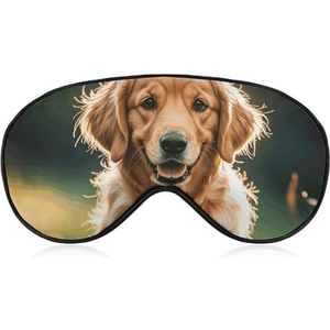 Comfortabel oogmasker voor slaap, golden retrievers, bedrukte lichtblokkerende oogbedekking met verstelbare riem, ooglapjes, blinddoek voor kantoor, dutje en reizen