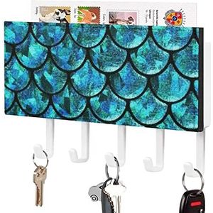 Turquoise Zeemeermin Squama Sleutelhouder voor Muur met 5 Haken Brief Kapstok Home Decor Keuken Slaapkamer Kantoor