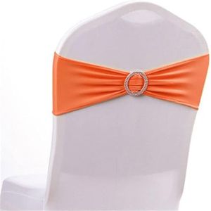 sjerpen stoelband Stoelsjerpen, stoeldecoratie, elastische stretch spandex stoelhoezen banden strikken for bruiloftsfeest lycra stoeldecoratie (50st, rood) (kleur: rood, maat: 100st)(Oranje,50pc)