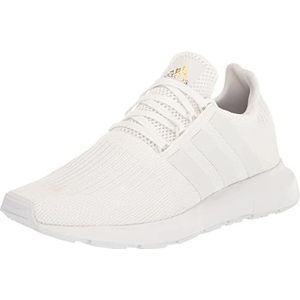 adidas Women's Swift Run Sneaker, White/White/Gold Metallic, 7.5