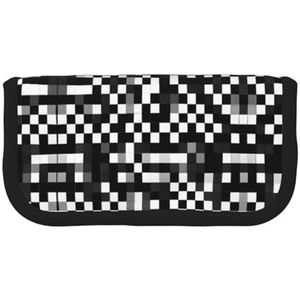gopoo Zwart Wit Geruit Schattig Canvas Potlood Pouch - Georganiseerde Opslag voor Reizen & Dagelijks Gebruik Etui, Make-up Pouch