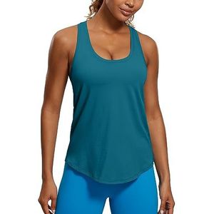 CRZ YOGA Vrouwen Sport Tanktop Racerback Fitness Gym Top Katoenen Tops Los Ademend Mouwloos Tops Groene jade S