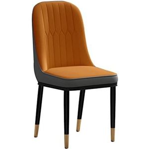GEIRONV 1 stuks eetkamerstoelen, modern Pu Waterdicht leer Hoge rug Zijpige zijstoelen met metalen benen woonkamer stoelen Eetstoelen (Color : Orange)