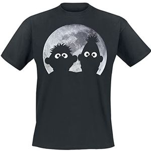 Sesame Street Ernie & Bert - Moonnight T-shirt zwart S 100% katoen Fan merch, Festival, TV-series