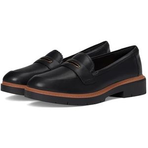 Clarks Westlynn Glow Penny Mocassins voor dames, Zwart Leer, 35.5 EU