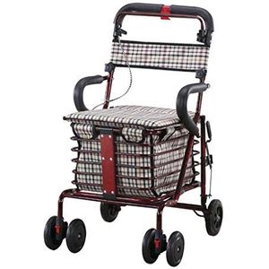 , Opvouwbare winkelwagen Trolley Ouderen Helper Opvouwbare Rolstoel Zes Wielen Zitting Met Een Boodschappenwagen, Voor De Senioren 80 Kg Lading