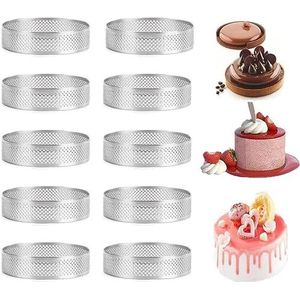 Allecto Plus - Set Van 10 Ronde Quicheschotels 10 Cm - Antiaanbak Taartblik Met Losse Bodem Gecanneleerde Taartpan Voor Quiches En Vlaaien